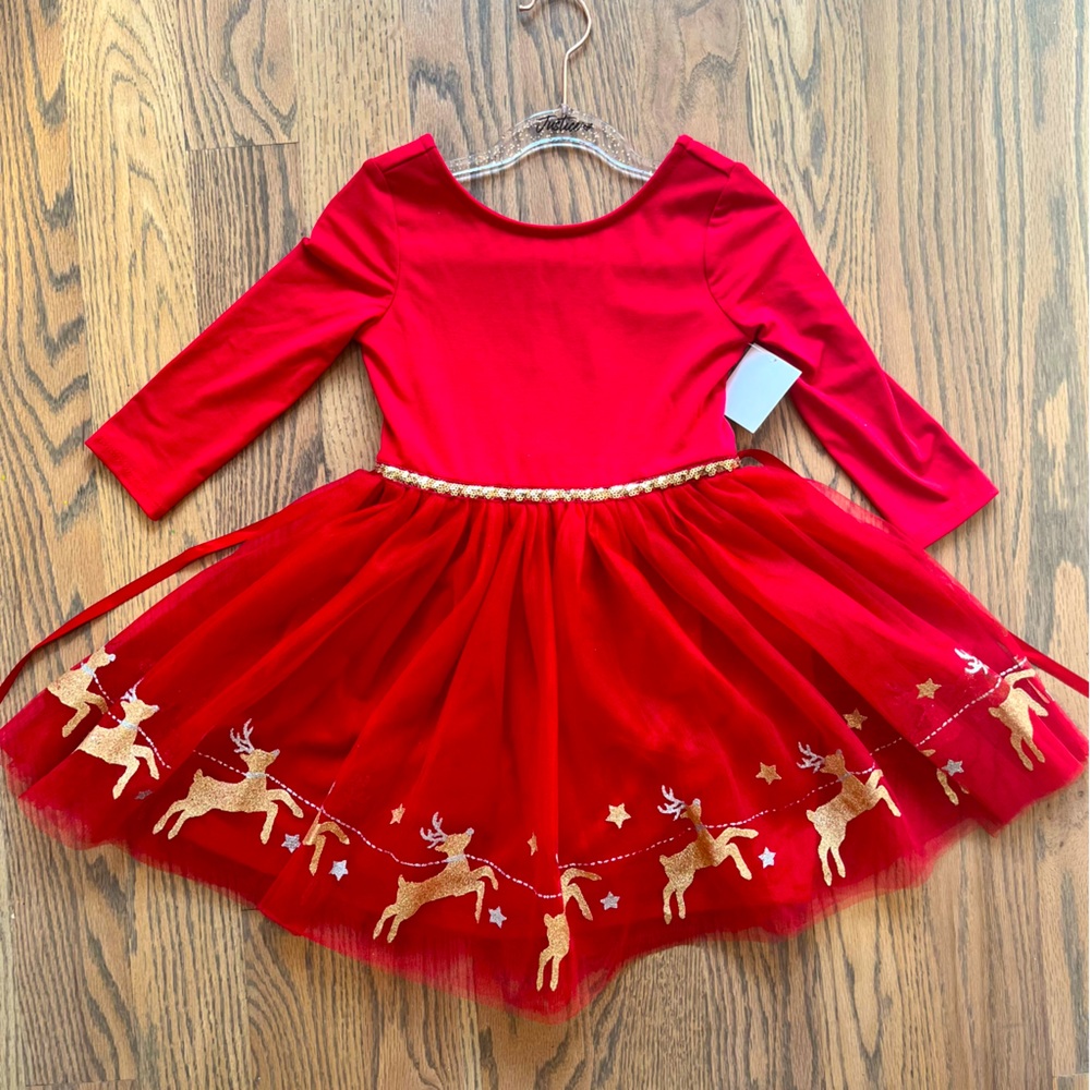NWOT Zunie Red Reindeers Dress Size 5